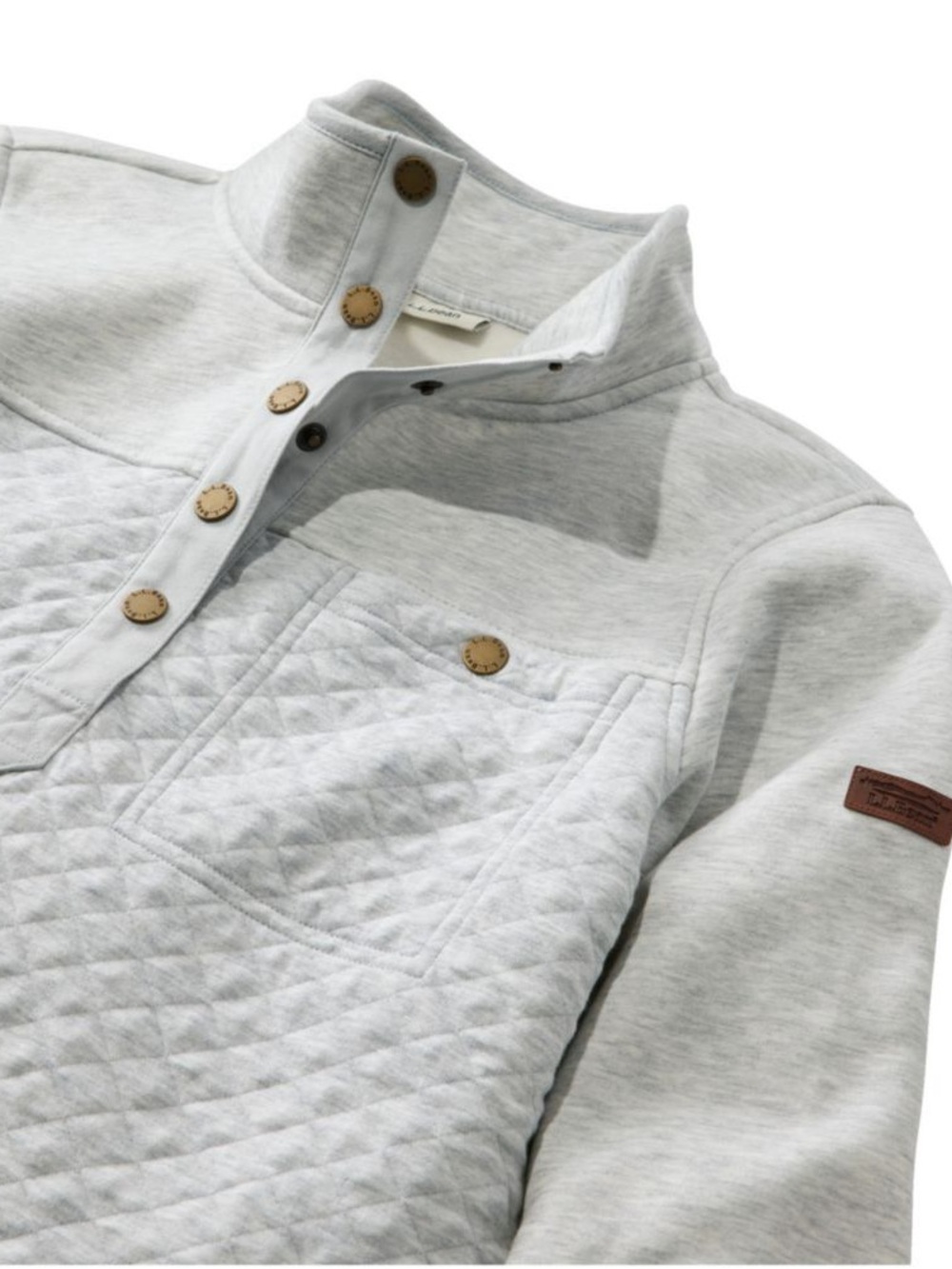 NEW LL Bean Women's Quilted Sweatshirt Mockneck Tunic Sz Medium Light Gray